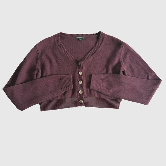 Wild Fable Fall Plum Crop Cardigan Sweater Long Sleeve V-Neck Sz XS - Picture 1 of 4